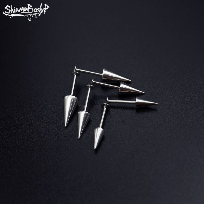 

Shinma 16G Super Large Demon Cone Rivet Titanium Steel External Thread Labret Lip Ring European and American Punk Piercing Jewelry Rod Length Can Be Changed to 6/8/12/14/16