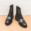 202546 large size autumn and winter new leather boots fashionable men's high-top shoes trendy British style pointed short boots