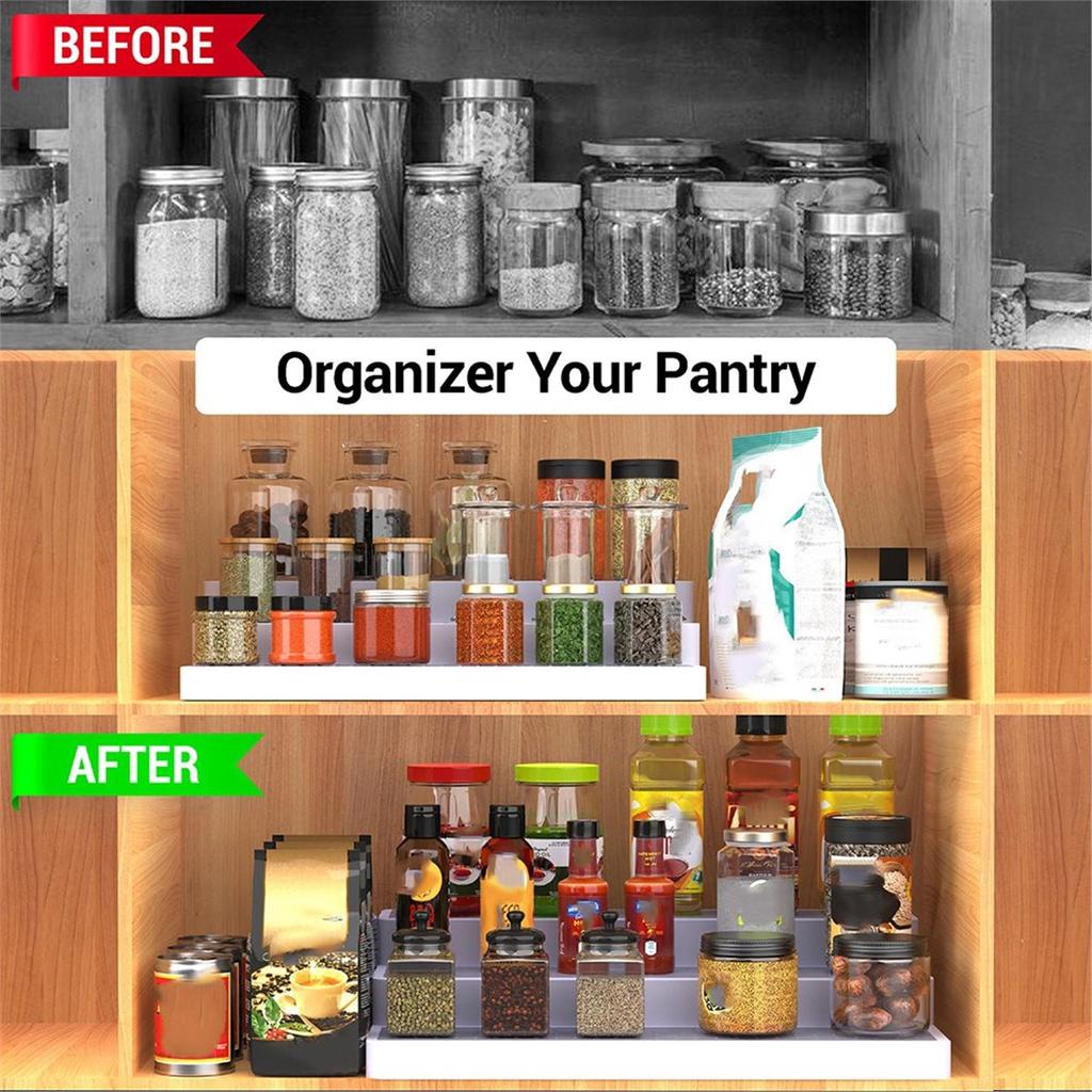 3pcs 3-Tier Spice Rack Organizer for Cabinet with Non-Skid , Kitchen Spice Storage & Pantry Organization