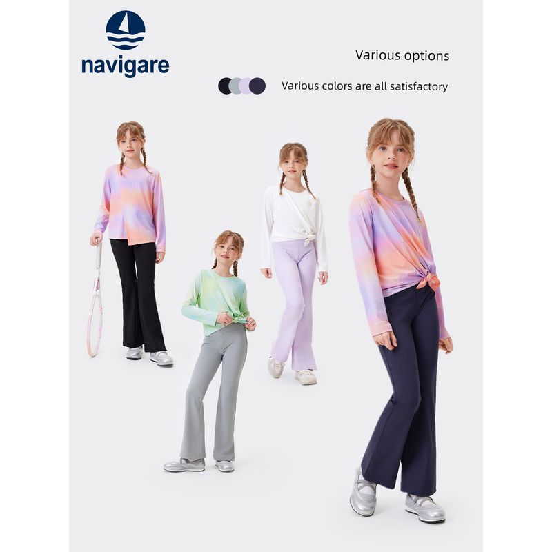Navigare Italian Small Sailboat Children's Bell-Bottom Sports Pants Girls' Casual Pants 2026 Spring New Model