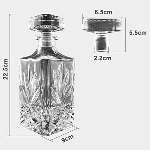 Airtight Geometric Stopper Glass Decanter - Whiskey Decanter for Wine, Bourbon, Brandy, Liquor, Juice, Water, and Mouthwash - Italian-made Lead-Free G