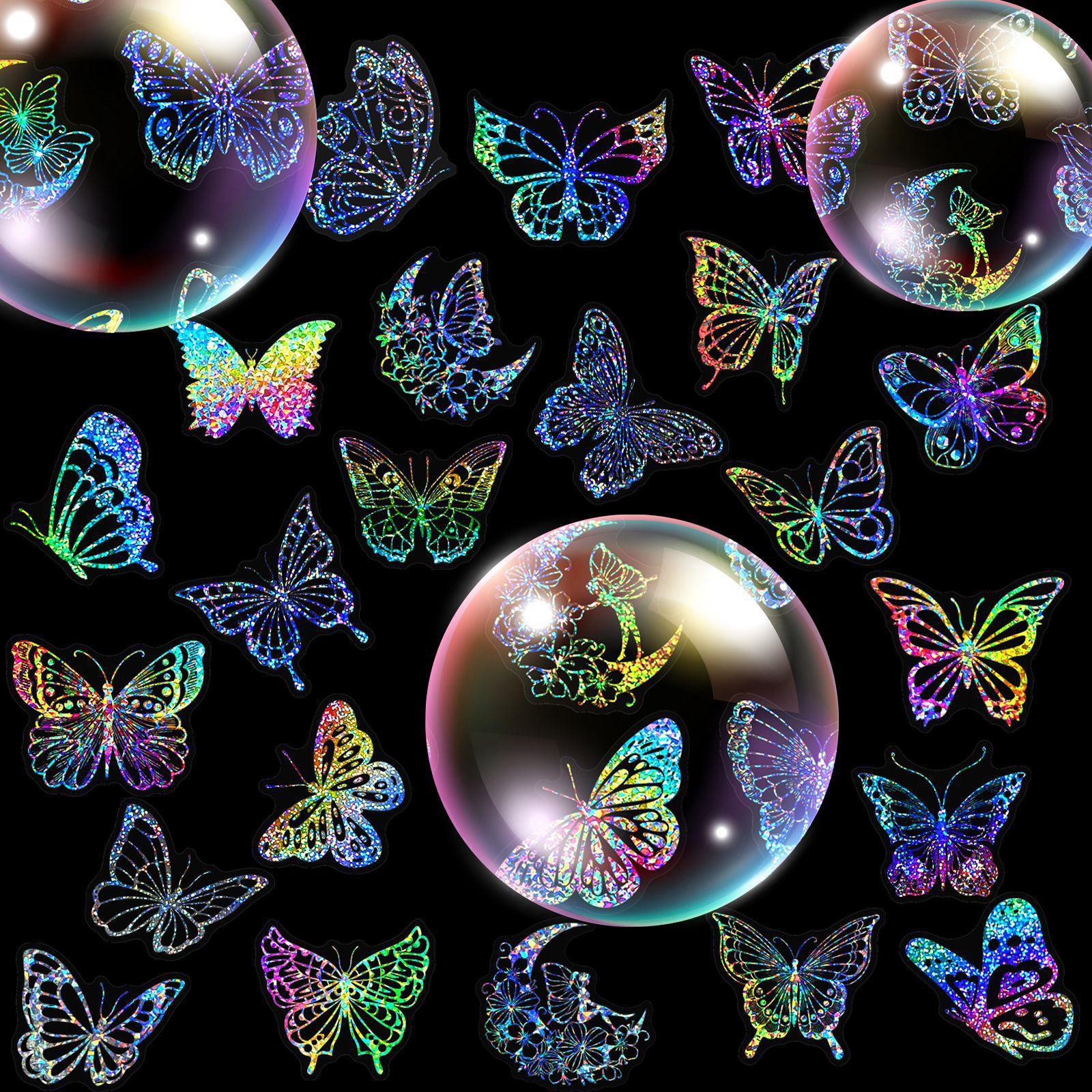 

10/50PCS Laser Butterfly Stickers Holographic Vinyl Stickers Water Bottle Laptop Mobile Phone Skateboard Kids Adult Stickers 10pcs