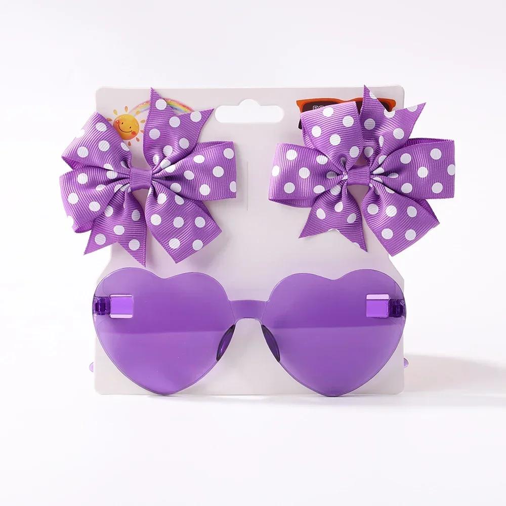 Lovely Sparkling Butterfly Hair Clip Hair Accessories Glasses Set Fashion Wave Point Kids Hairgripes Love Glasses Girls Headwear