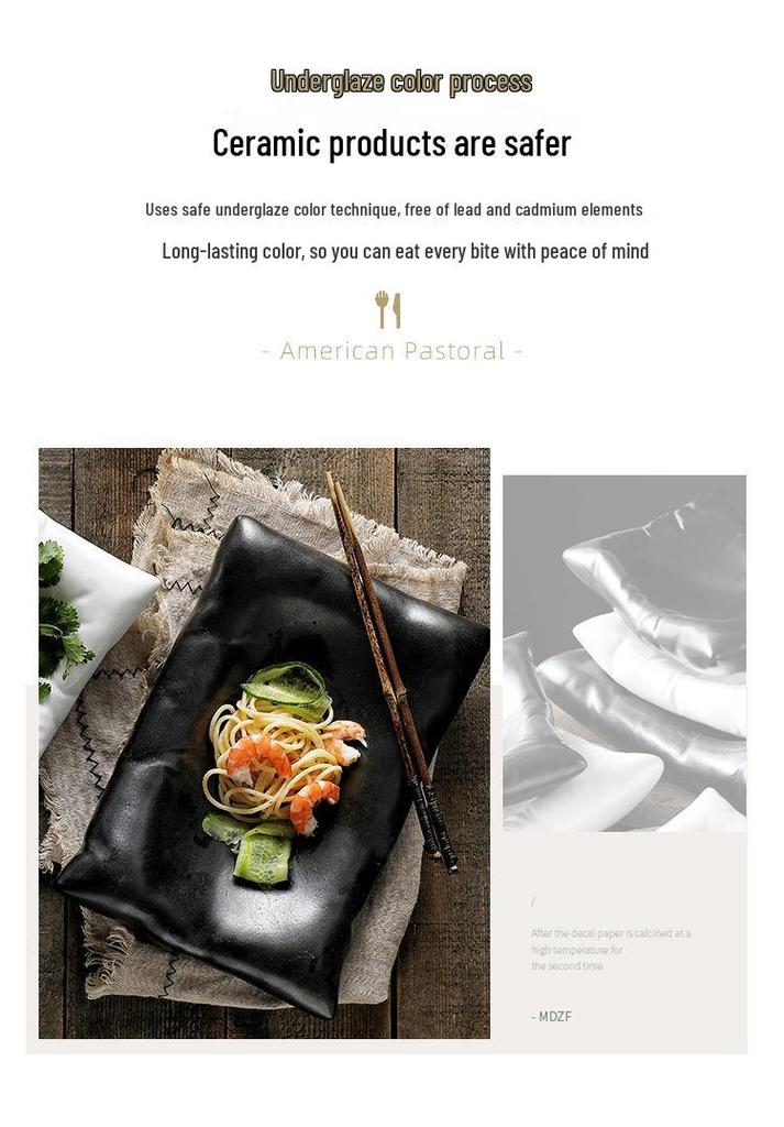 Nordische Keramiksalat- und Pastaplatte: Hochwertiges Geschirr für Snacks und Desserts