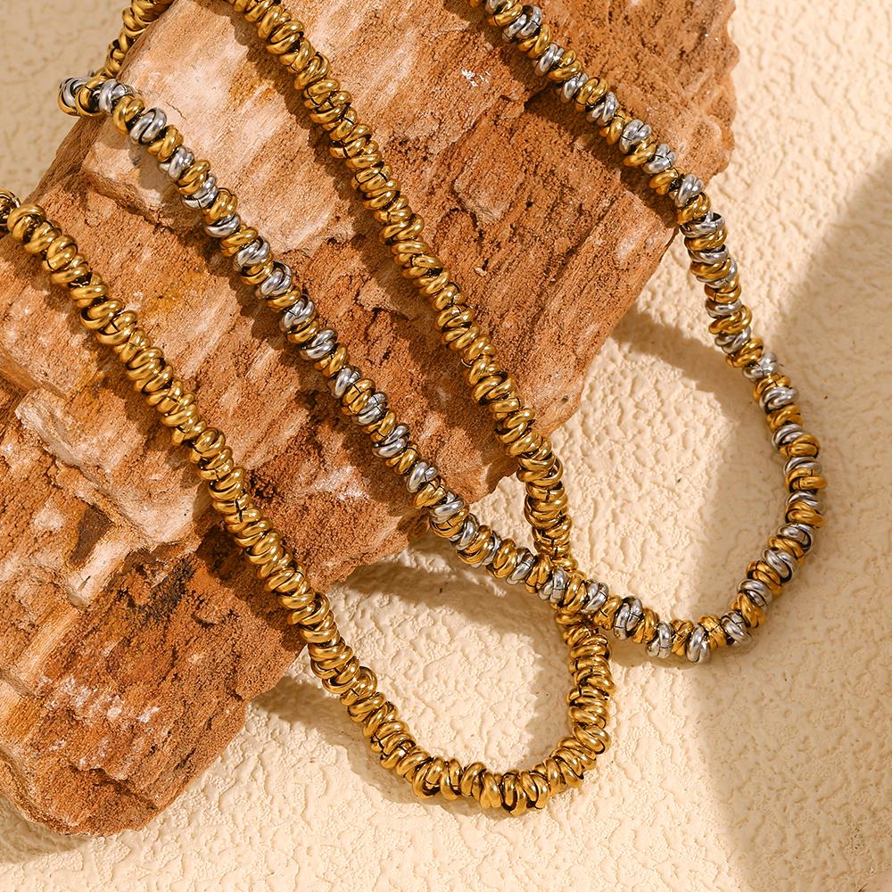 MamacitaSlay Minimalista Fatto a Mano Collana Cerchio Mescolanza Colori Impilati Collana da Donna in Acciaio Inossidabile Un Pezzo Gioielli