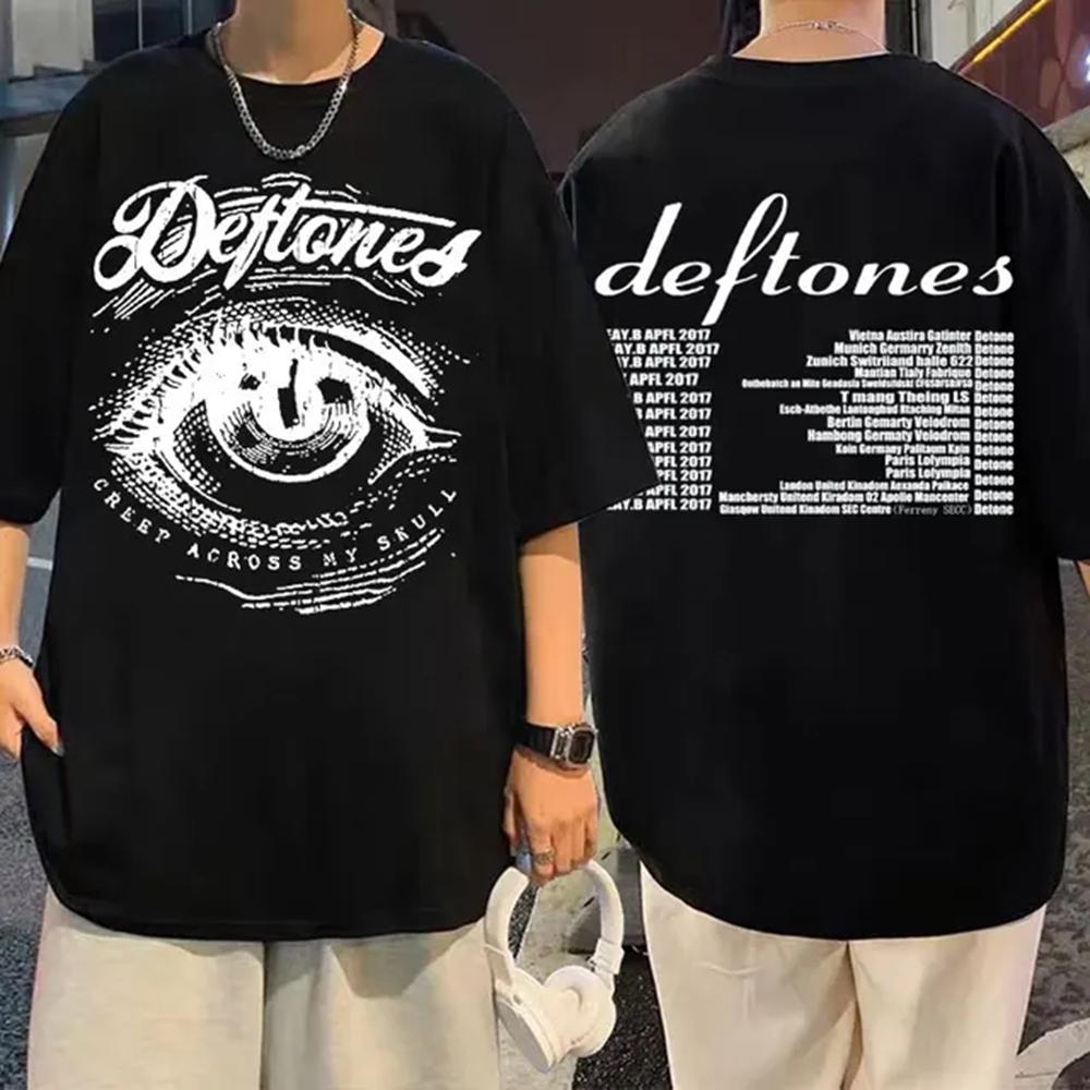Deftones Girl Eyes Cartoon T Shirts 90s Vintage Fashion Short Sleeve Black Tops Summer Japanese Styles O-neck T-shirts 72515