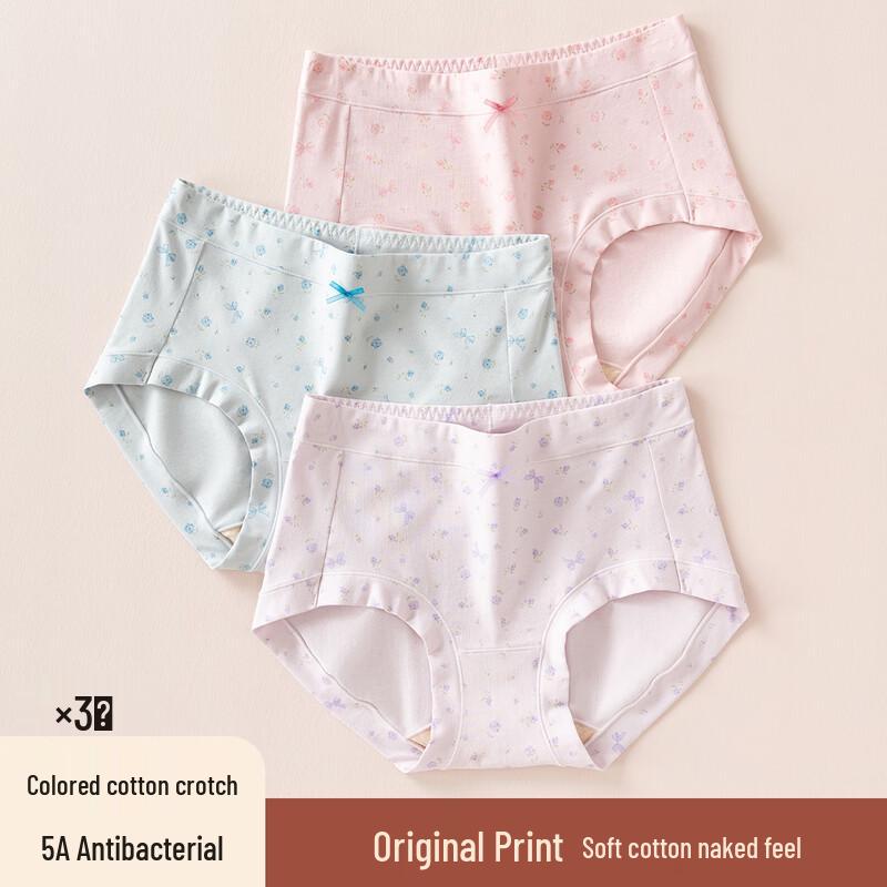 

DingGuagua Women s Antibacterial Floral Cotton High-Waist Briefs (3-Pack) M (160)