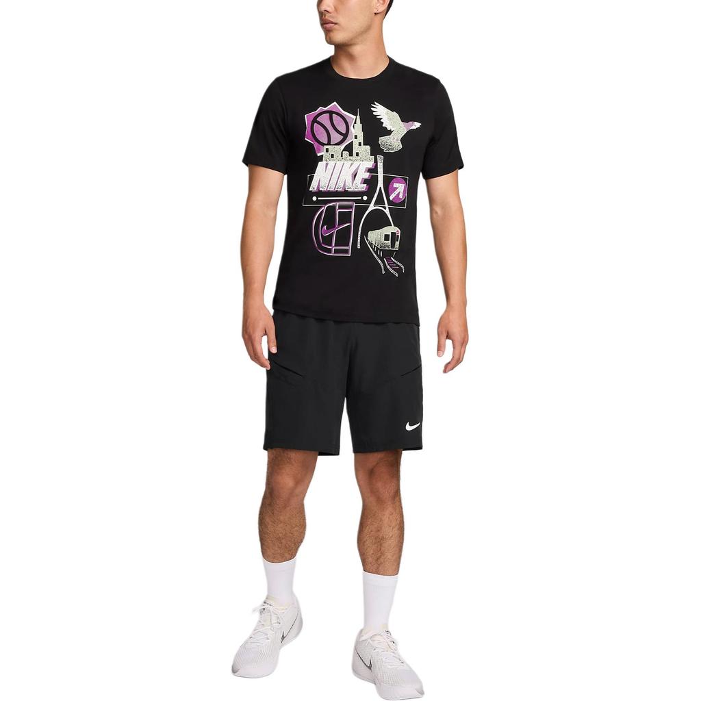 Nike T-Shirts Men's Black Crew Neck Moderate Straight Fit FZ8110-010