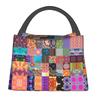 Bolsas de Almuerzo Personalizadas Coloridas con Estampado de Flores Africanas Ankara para Hombres Mujeres Calentador Térmico Aislado Fiambreras para Trabajo Pinic o Viajes
