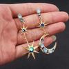 Drop Earrings Sun Moon Earrings Long Dangle Earrings Alloy Material Asymmetric Earrings Party Jewelry for Women Jewelry