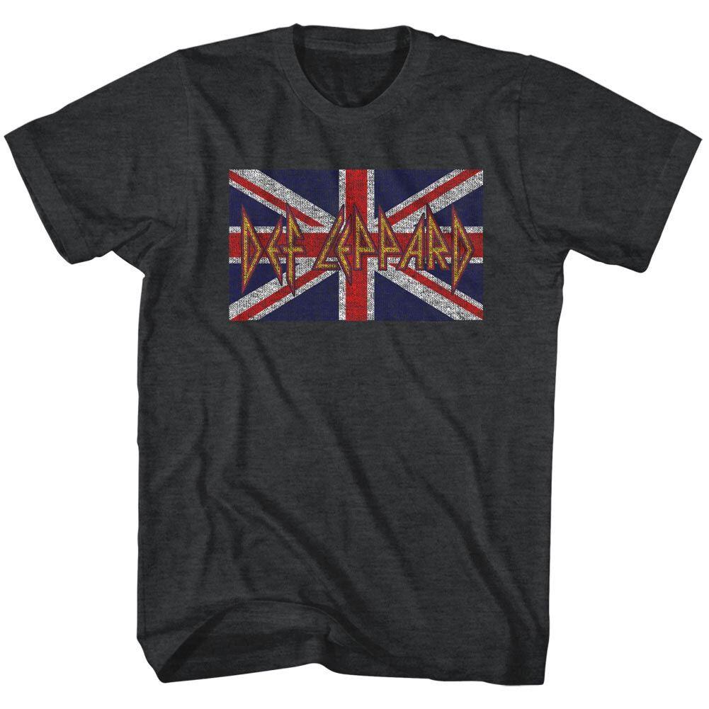 Def Leppard Logo British Flag Union Jack Men T Shirt Rock Band Merch L