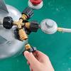 3 Way Propane Tank Y Splitters Adapter Brass Construction With Pressure Gauge Safety Shut Off Valves For Multiple Appliance Connection