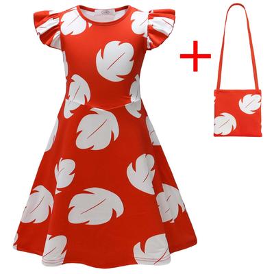 Lilo und Stitch Kleid mit Blattmuster und Fledermausärmeln für Mädchen