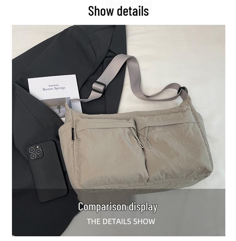 Bolsa Transversal Unissex de Nylon Impermeável com Múltiplos Bolsos e Grande Capacidade
