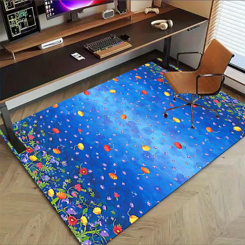 1PC Floral Pattern Fabric Extra Large Non-Slip Floor Carpet, Office, Family, Bedroom, Studio - Large Area RugJ0330
