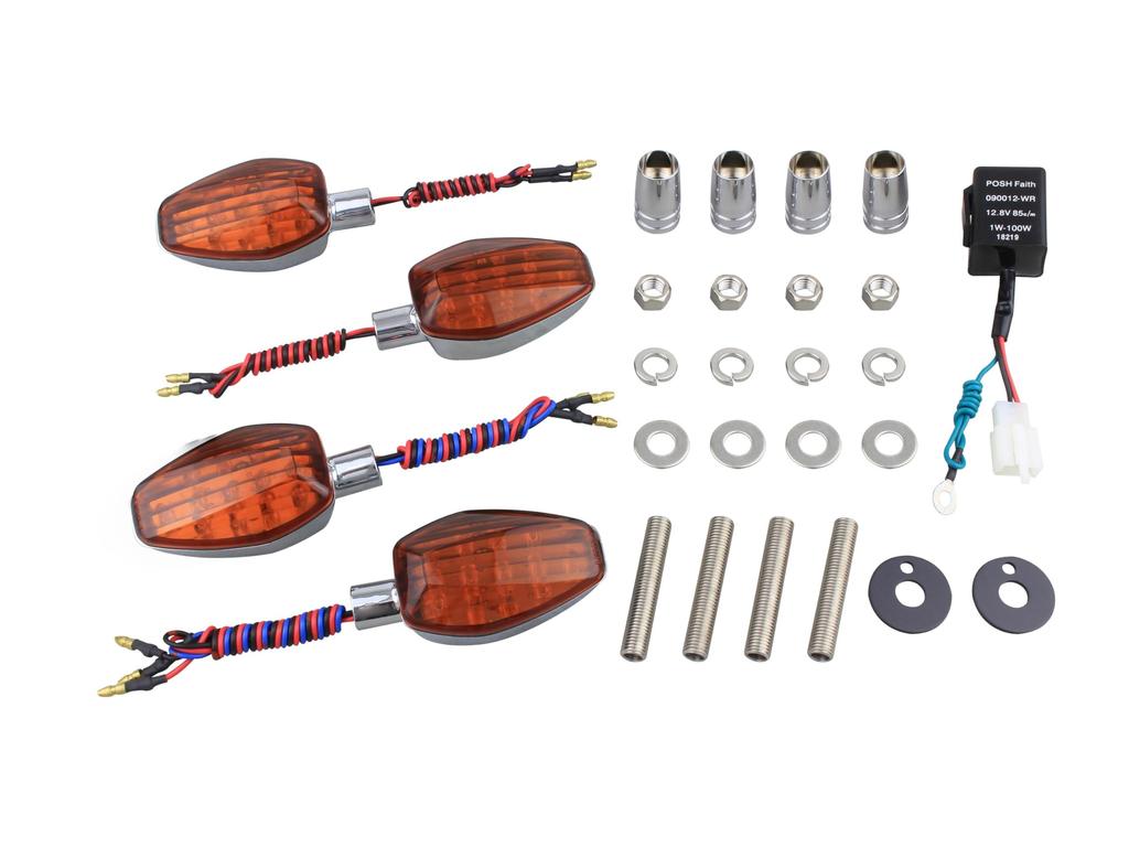 POSH FAITH Motorcycle Turn Signal Lightweight LED Turn Set for XJR1300 Chrome Body with Orange 060651 Kit, Signals, Model-Specific (00-06) XJR400/R