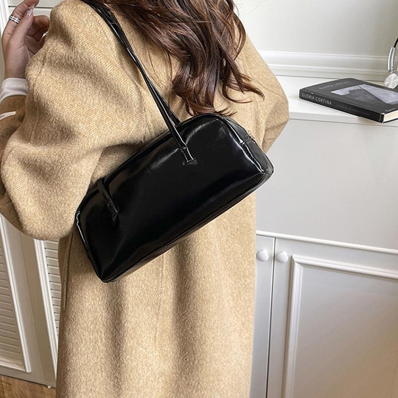 New High-end Underarm Bag Vintage Style Women's Shoulder Bag PU Commuter Tote Bag Fashion Solid Color Handbag