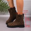 Fashion Women Round Toe Short Boots Autumn Winter Retro Leopard Women's New Size 36-42 Back Zip Ankle Booties Botas Para Mujer Fashion