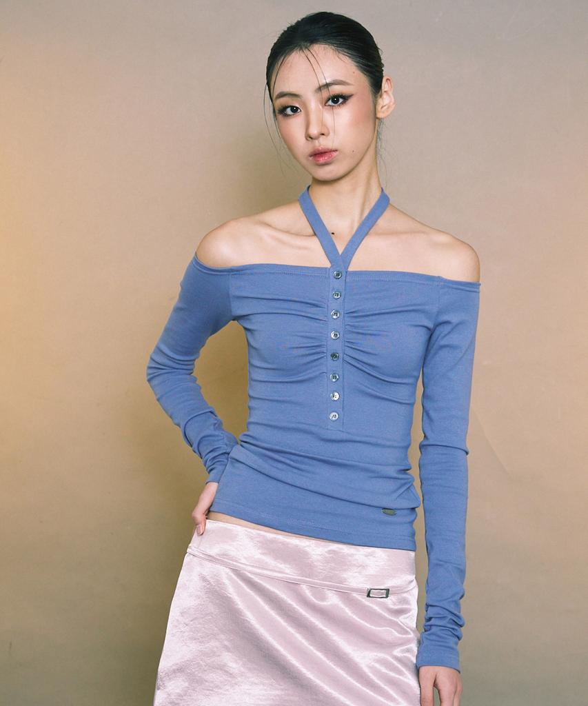 Eialyu Button Off Shoulder Top
