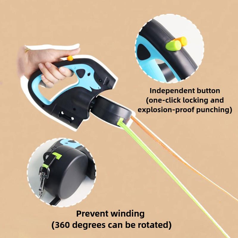 Portable Rotating Pet Leash Double End Leash Light Retractable Roulette Walking Supplies Outdoor Automatic Charging with Light Retractable Pet Leash