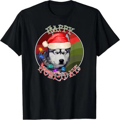 Happy Howlidays - Funny Christmas Siberian Husky Dad Joke T-Shirt