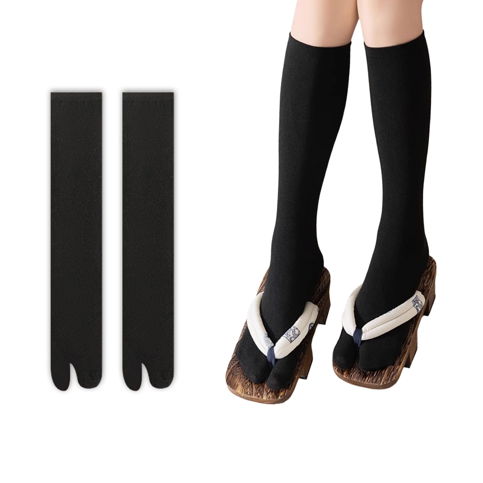 

CICIFAUS Tabi Solid Long for 1 Socks, Long, Two-Toe, Calf-Length, Black, Sleeve, Geta, Anime-Style, Pair, 45-50cm чорний