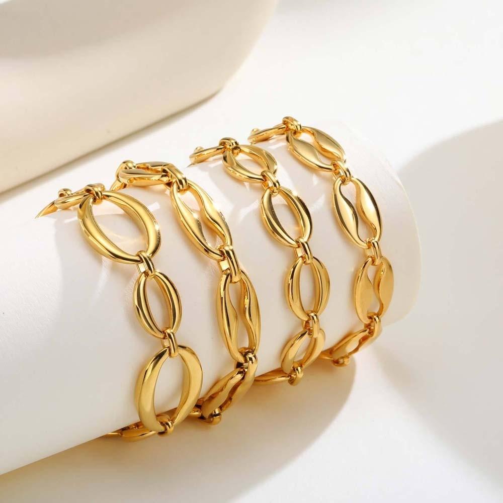 Wristband Jewelry Gold Chain Bracelet Elliptical Lips Chain Stainless Steel Hand Chain Gifts