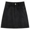 Women's Plus Size Brown Suede Hip-Hugging Short Skirt - Retro Designer Style for Spring and Autumn