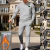 Autumn/Winter Heavyweight Men's Oversized Fleece-Lined Casual Sports Crewneck Sweatshirt Set