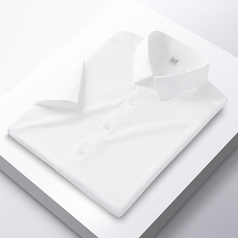 Nové strečové pánské košile proti vráskám s krátkým rukávem pro muže Slim Fit Společenská obchodní halenka košile 6XL
