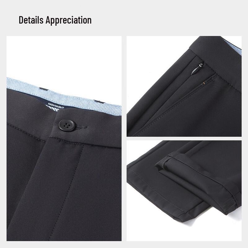 MONTAGUT Men's Anti-Theft Pocket Cool-Feel Straight-Leg Casual Pants
