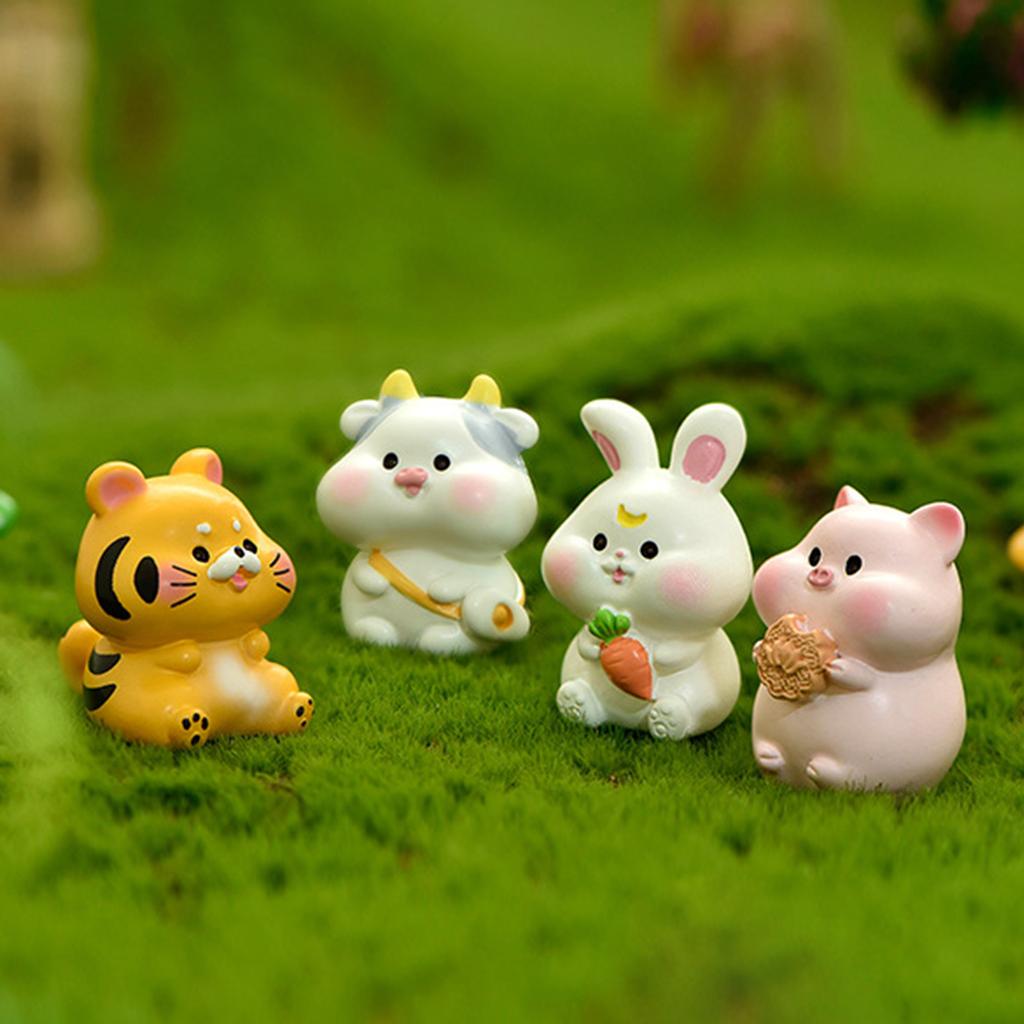 Colored Resin Ornaments Of The Twelve Animals In Micro Bonsai