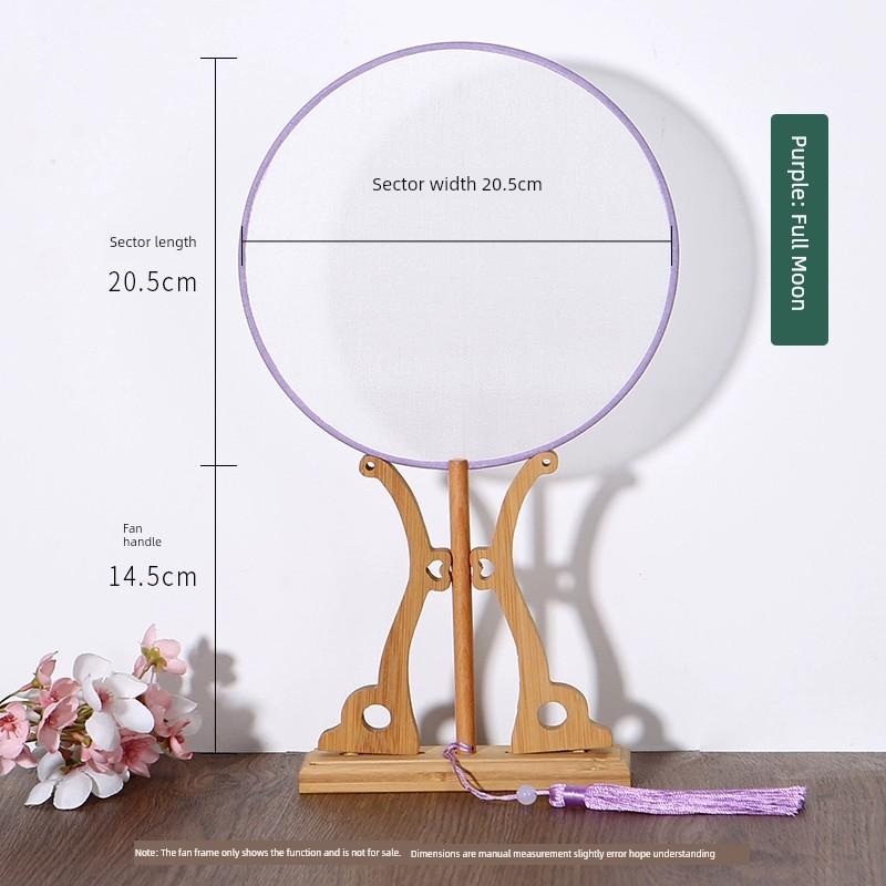 Light Colorful Real Silk Circular Fan Blank Transparent Meticulous Painting Hand-Painted Fan Ancient Style Han Chinese Clothing Props Decals Embroider