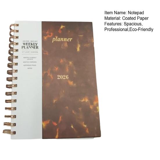 2026 Large Spiral Notepad Planner with Full-Page Weekly And Monthly Layout 15-Month Academic Year Organizer Hardcover Professional Office Planner