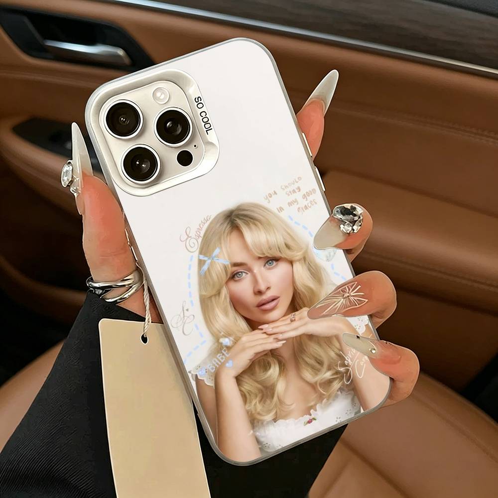 Singer S-Sabrina C-Carpenter Phone Case For iPhone 17,16,15,14,13,12,11 Plus,Pro Max,XS,White Silver phone case iPhone16ProMax