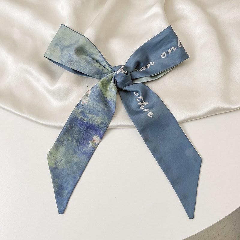 Silk Scarf Artistic Sense Arm Bag Hair Band Belt All-Match Decorative Scarf Thin Narrow Long Ribbon