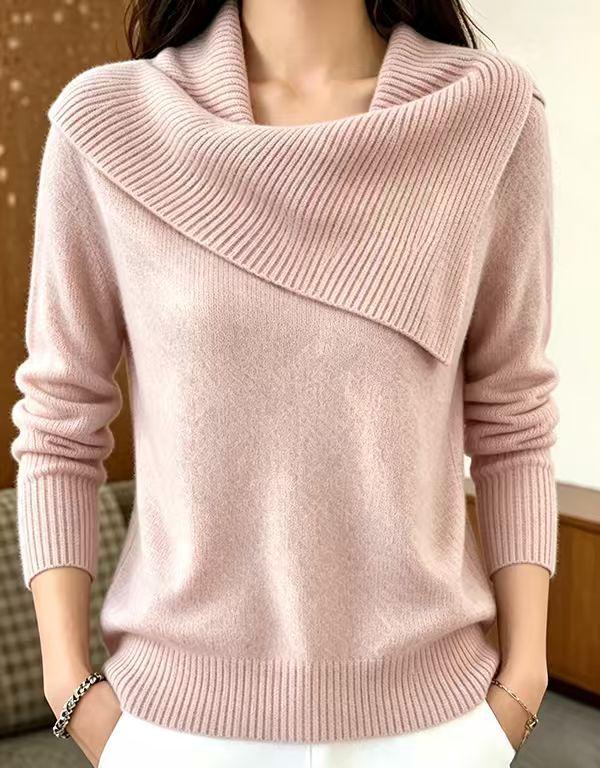 Women's Retro European & American Slimming Lapel Sweater - Playful & Versatile Knit Design