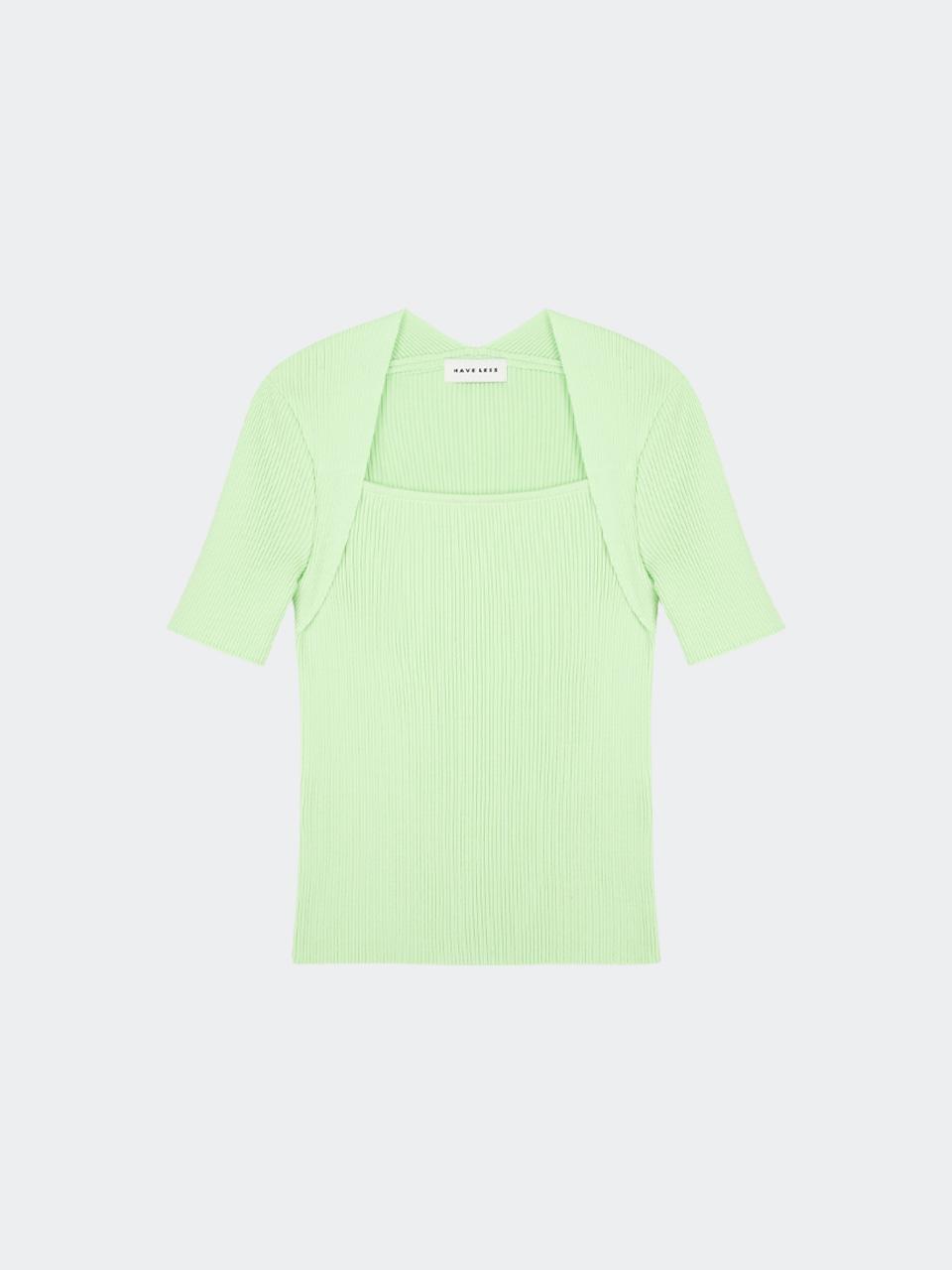 Have Less Ella Modal Square Neck Knit Top Lime Lime/Free