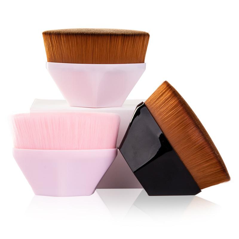 Foundation-Pinsel, Blütenblatt, nicht markierender Make-up-Pinsel, flacher Kopf, tragbar, nicht essen, Puderpinsel, Aufbewahrungsbox, Foundation-Pinsel