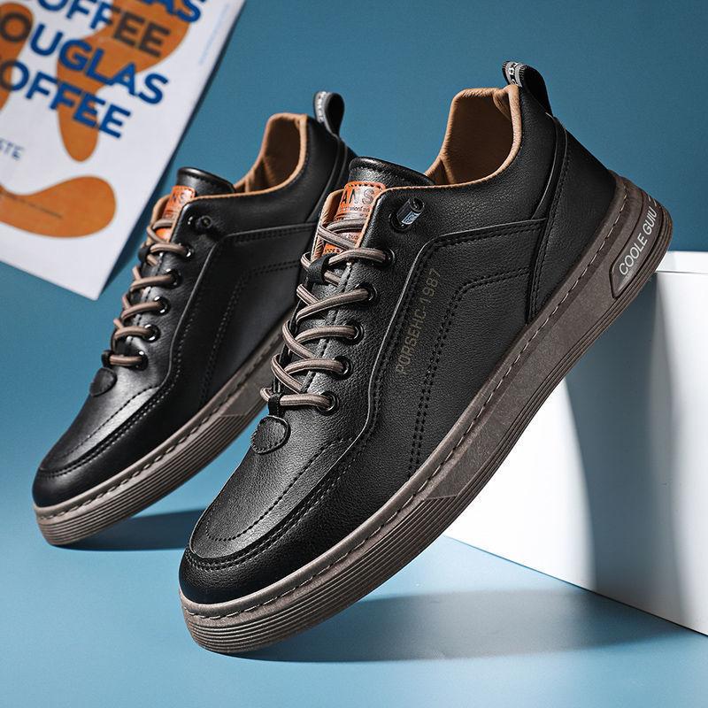 Men's shoes spring 2025 new breathable little white shoes men's casual leather shoes trendy versatile shoes men's soft baseplate shoes