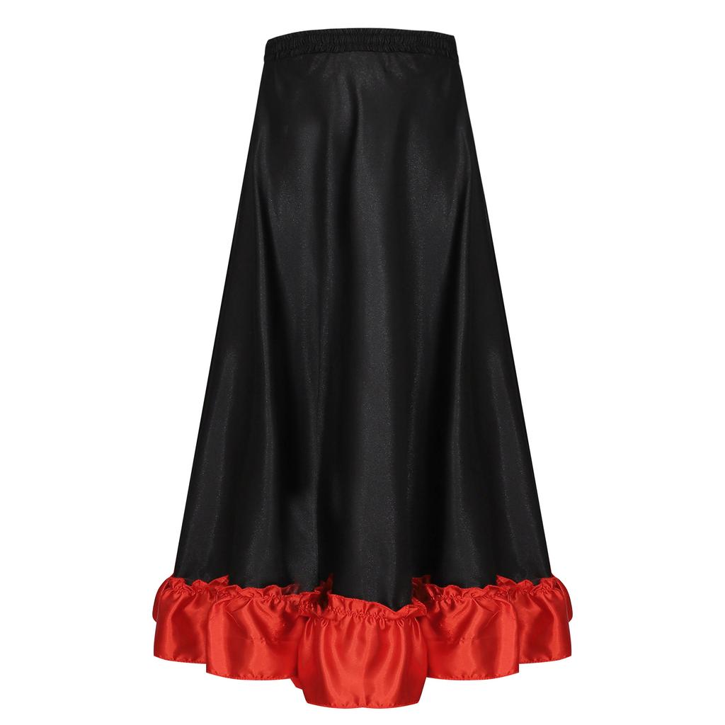 Mädchen Spanischer Stiertanz Rock Großer Schwung Flamenco Kostüm Rüschensaum Rock Bauchtanz Performance Rock