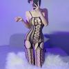 Sexy Underwear New Full-body Netwear Temptation Free Open Black Silk Fishing Net Socks Hollow Onesie Leaking Back