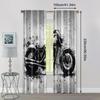 2pcs   Window Curtain 2D Print Modern Painted Black and White Brick Wall Motorcycle Graffiti Polyester Easy Install (without Rod)