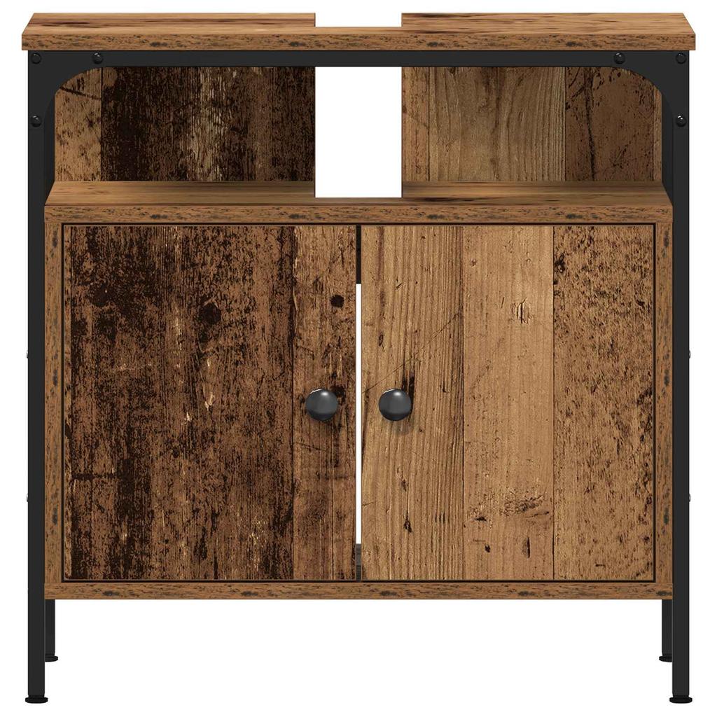 Bathroom Furniture Set with Shelf and Door 2 pcs Brown Particleboard