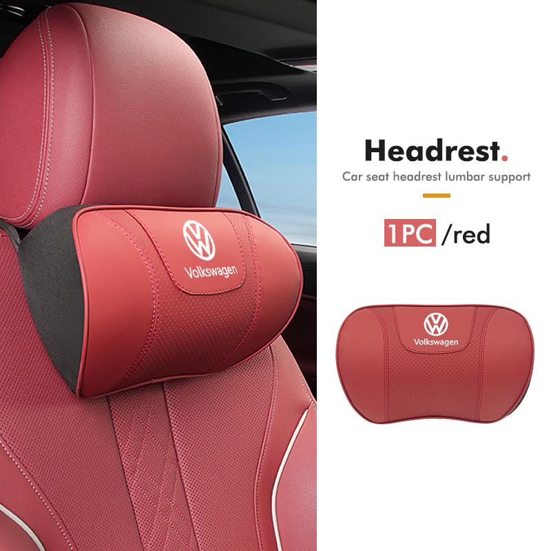 Valve Stems Caps For Volkswagen VW Car Back Pillow Napa Leather Memory Cotton Headrest Lumbar Support Scirocco Passat Polo B5 B6 QQ2