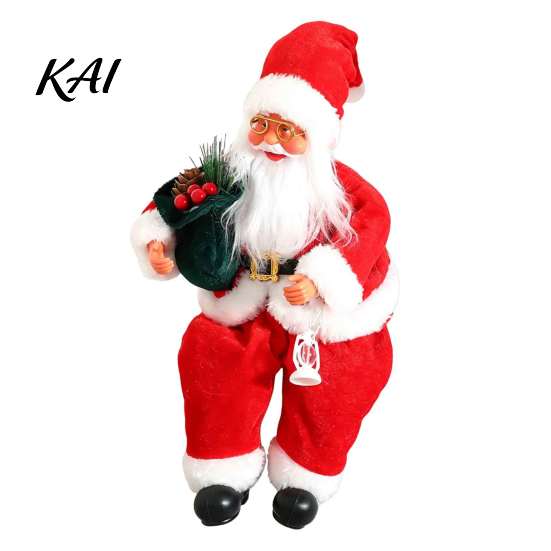 Seasonal Gift for Family Friends Plush Santa Claus Figurine, 11.81 Inch Christmas Sitting Fabric Holiday Tabletop Ornaments Home Doll