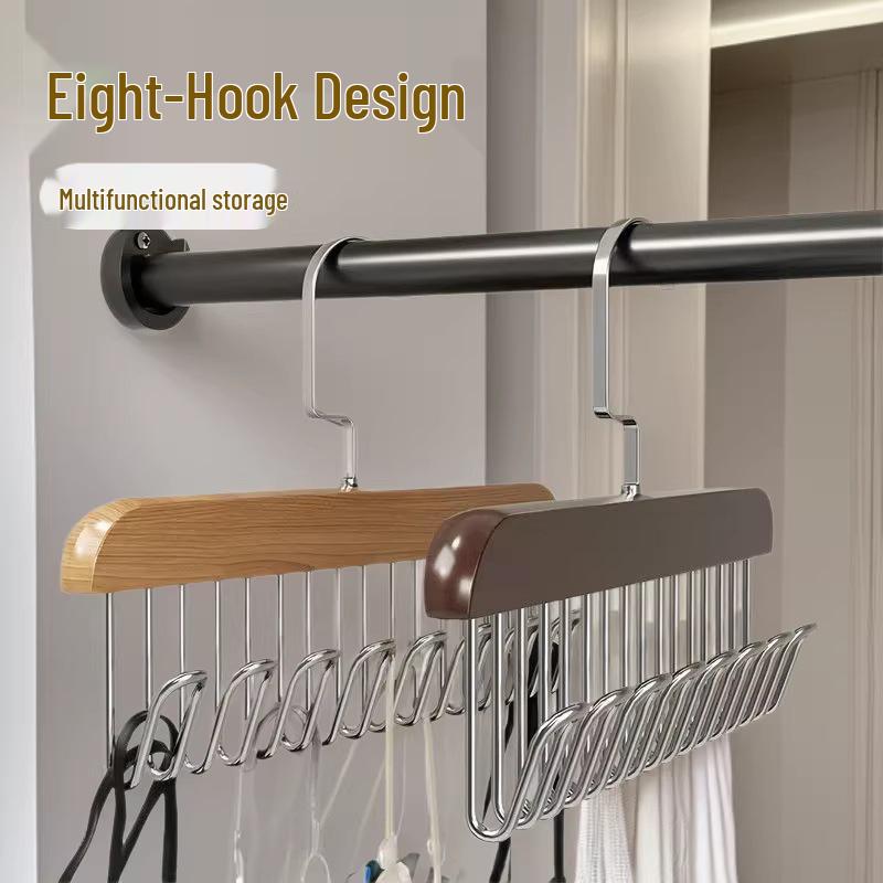 

8-Hook Multifunctional Clothes & Accessories Hanger Natural Wood 8-Hook Hanger