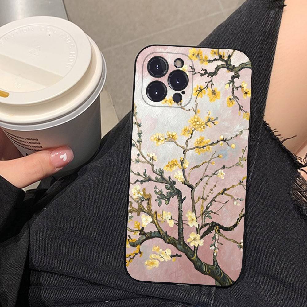 Art Vincent Van Gogh Phone Case For iphone 16 15 17 13 14 12 11 Pro Max Plus Black Shell Cover Case