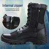 Men's Summer Lightweight Mesh Combat Boots with Zipper - Breathable, High-Top, Ideal for Work, Security, Hiking, and Mountaineering.