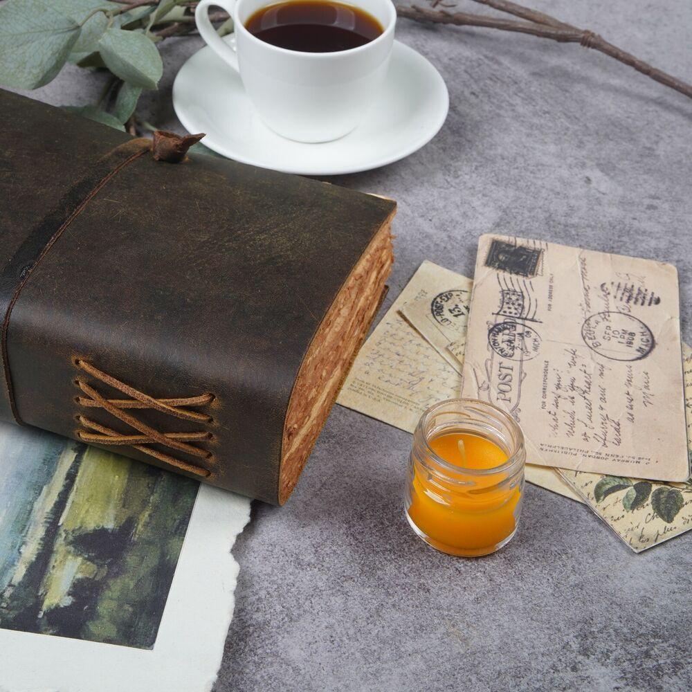 Antique Leather Journal, Brown, A6, - Deckle Edges Watercolor Paper Sketchbook